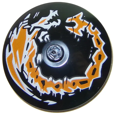 Dish 4 x 4 Inverted (Radar) with Solid Stud with Dragon Orange and White Pattern