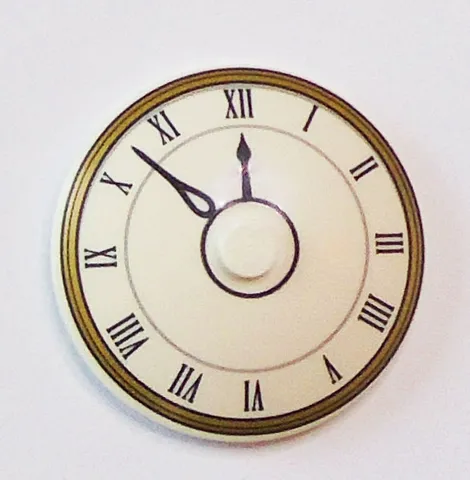 Dish 4 x 4 Inverted (Radar) with Solid Stud with Clock Face with Black Roman Numerals and Gold Circles Pattern