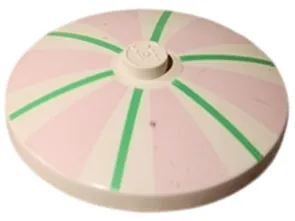 Dish 4 x 4 Inverted (Radar) with Solid Stud with Thick Pink and Thin Green Stripes Pattern