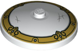 Dish 4 x 4 Inverted (Radar) with Solid Stud with Light Bluish Gray Scratches and Gold Decorative Border Pattern