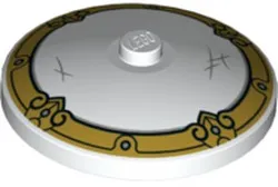 Dish 4 x 4 Inverted (Radar) with Solid Stud with Light Bluish Gray Scratches and Gold Decorative Border Pattern