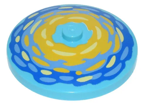 Dish 4 x 4 Inverted (Radar) with Solid Stud with Yellow, Medium Blue, and Bright Light Yellow Brushstrokes on Yellow, Medium Blue, and Blue Background Pattern