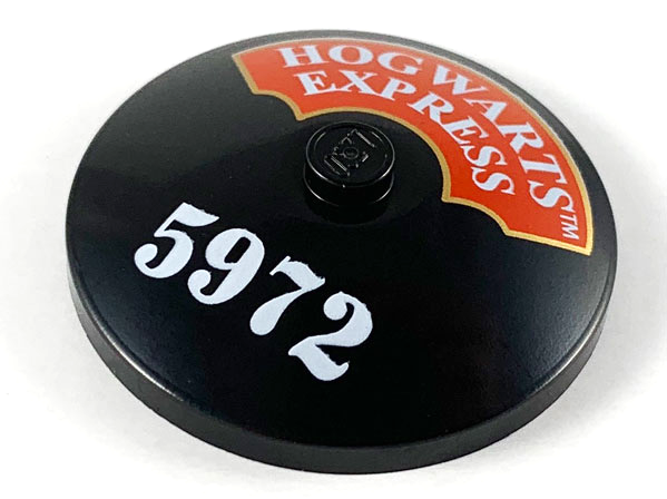 Dish 4 x 4 Inverted (Radar) with Solid Stud with White 'HOGWARTS EXPRESS' and '5972' Pattern