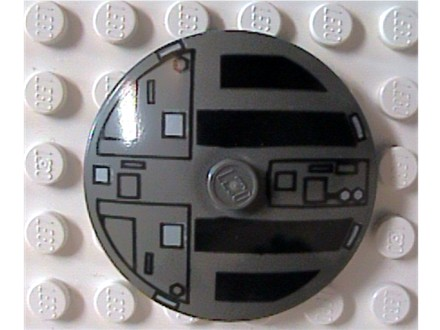Dish 4 x 4 Inverted (Radar) with Solid Stud with Star Wars TIE Hatch Black and White Pattern