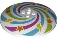 Dish 8 x 8 Inverted (Radar) with Lime, Magenta, and Medium Azure Swirls, Orange Stars, and Yellow Lightning Bolts Pattern