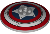 Dish 8 x 8 Inverted (Radar) - Solid Studs with Red and White Concentric Rings, Star in Dark Blue Circle Pattern (Captain America Shield)