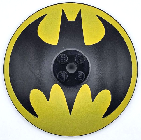 Dish 8 x 8 Inverted (Radar) - Solid Studs with Bat on Yellow Background Batman Logo Pattern