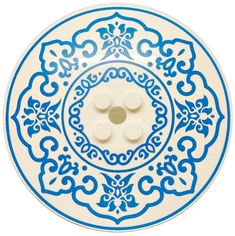 Dish 8 x 8 Inverted (Radar) - Solid Studs with Blue Flower Petals, Dots and Circle Border Pattern