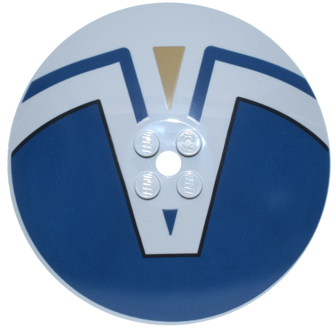 Dish 8 x 8 Inverted (Radar) - Solid Studs with Dark Blue Panel and Line, Black Outline and Dark Tan Triangle Pattern