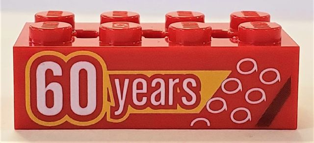 Technic, Brick 2 x 4 with 3 Axle Holes with '60 years' Pattern