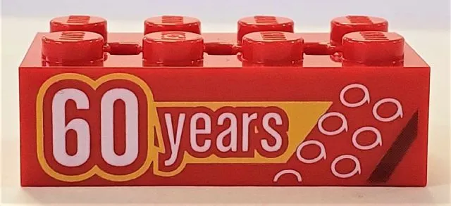 Technic, Brick 2 x 4 with 3 Axle Holes with '60 years' Pattern