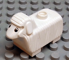 Duplo Sheep with Flat Ears, Black and White Eyes Pattern