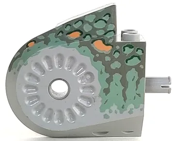 Dinosaur Body Quarter with Pins with Dark Gray, Dark Green, Medium Orange, and Sand Green Markings Spotted Pattern