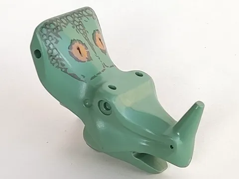 Dinosaur Head Crested Neck, Nose Horn and Pin with Dark Gray Markings Pattern