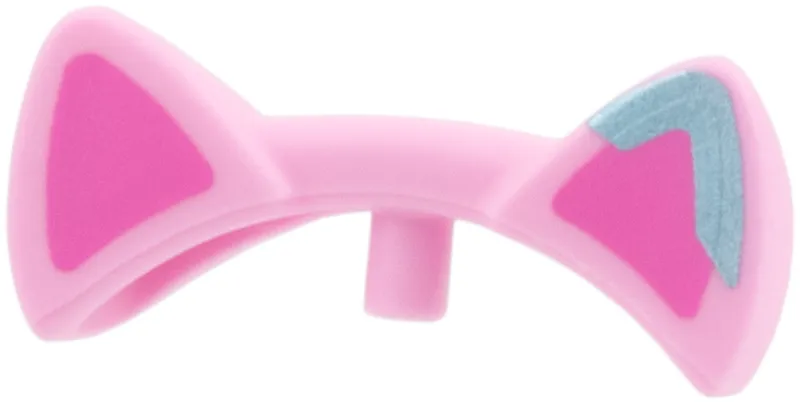 Friends Accessories Cat Ears with Bright Pink Auricles and Metallic Light Blue Tip on Left Ear Pattern
