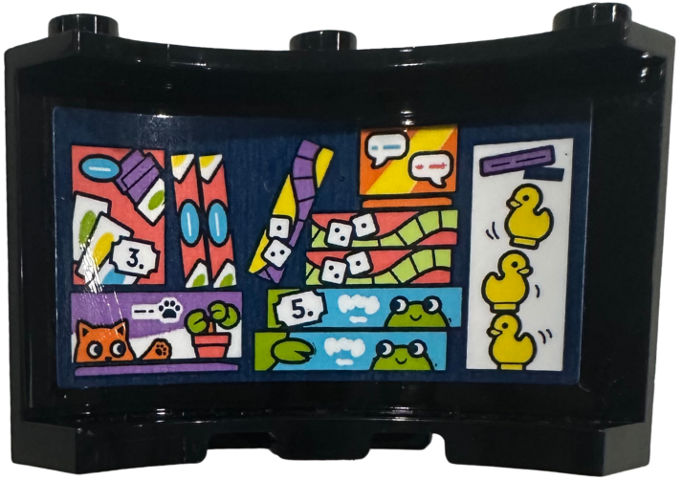 Cylinder Quarter 4 x 4 x 3 with Shelf with Dice, Cat, Frogs, and Ducks Games Pattern (Sticker) - Set 42674