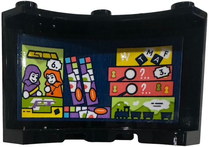 Cylinder Quarter 4 x 4 x 3 with Shelf with Roleplay, Board, Letter, Clue, and Train Games Pattern (Sticker) - Set 42674