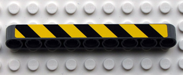Technic, Liftarm Thick 1 x 9 with Black and Yellow Danger Stripes Pattern Model Right (Sticker) - Set 8285
