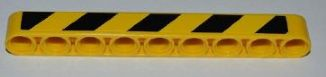 Technic, Liftarm Thick 1 x 9 with Black and Yellow Danger Stripes Pattern (Sticker) - Set 8186