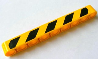Technic, Liftarm Thick 1 x 9 with Black and Yellow Danger Stripes Pattern Model Left (Sticker) - Set 8069