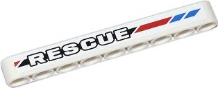 Technic, Liftarm Thick 1 x 9 with 'RESCUE' and Red and Blue Diagonal Stripes Pattern Model Left (Sticker) - Set 42020