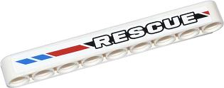 Technic, Liftarm Thick 1 x 9 with 'RESCUE' and Red and Blue Diagonal Stripes Pattern Model Right (Sticker) - Set 42020