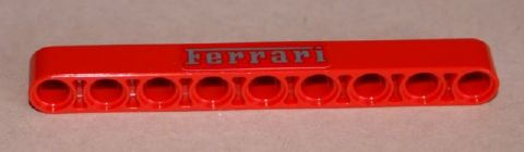 Technic, Liftarm Thick 1 x 9 with Silver 'Ferrari' Pattern (Sticker) - Set 8653
