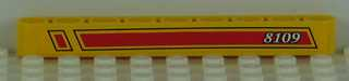 Technic, Liftarm Thick 1 x 9 with Red and Black Stripes and '8109' on Right Pattern (Sticker) - Set 8109