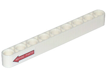 Technic, Liftarm Thick 1 x 9 with Red Arrow Pointing Left and 'MOVING PARTS' Pattern (Sticker) - Set 42025