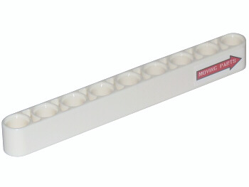 Technic, Liftarm Thick 1 x 9 with Red Arrow Pointing Right and 'MOVING PARTS' Pattern (Sticker) - Set 42025