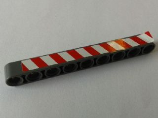 Technic, Liftarm Thick 1 x 9 with Red and White Danger Stripes Model Right Side Pattern (Sticker) - Set 8289