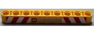 Technic, Liftarm Thick 1 x 9 with LEGO TECHNIC Logo and Red and White Danger Stripes Pattern (Sticker) - Set 8292