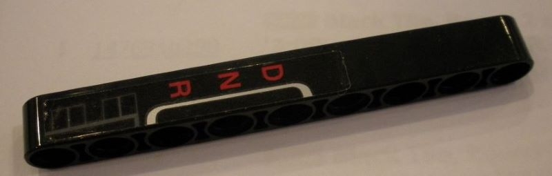 Technic, Liftarm Thick 1 x 9 with Red 'DNR' Gear Shift and White Geometric Lines Pattern Model Left Side (Sticker) - Set 42056