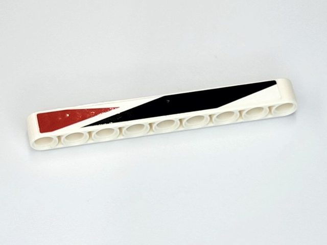 Technic, Liftarm Thick 1 x 9 with Dark Blue and Dark Red Angled Stripe Pattern Model Right Side (Sticker) - Set 42109