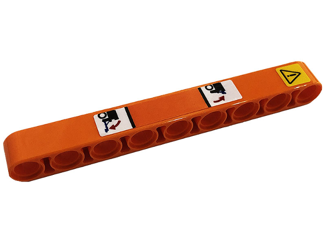 Technic, Liftarm Thick 1 x 9 with Exclamation Mark in Yellow Danger Sign, Red Arrows, Blue Ramps and Black Wheels Pattern (Sticker) - Set 42128