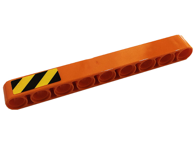 Technic, Liftarm Thick 1 x 9 with Black and Yellow Danger Stripes Pattern Side A (Sticker) - Set 42128