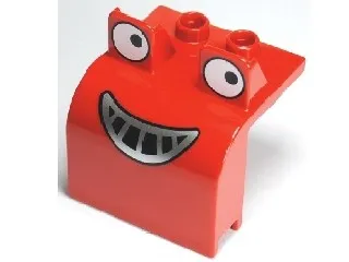Duplo Bulldozer Front with Eyes Looking Left and Smile Pattern (Muck)