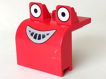 Duplo Bulldozer Front with Eyes Looking Straight and Smile Pattern (Muck)