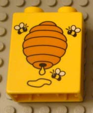 Duplo, Brick 1 x 2 x 2 with Three Bees and Beehive Pattern