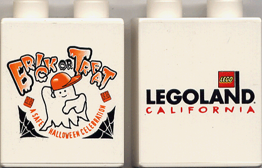 Duplo, Brick 1 x 2 x 2 with Halloween 2000 Brick or Treat Pattern (LEGOLAND logo)