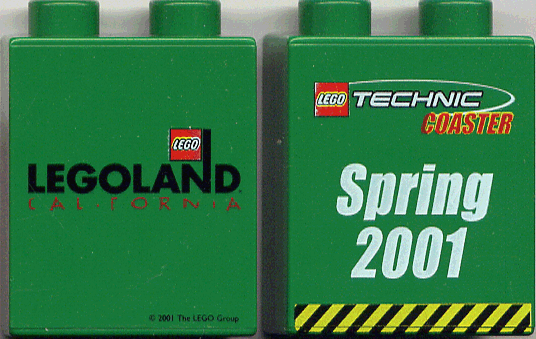 Duplo, Brick 1 x 2 x 2 with Technic Coaster 2001 Pattern