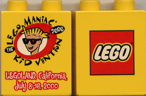 Duplo, Brick 1 x 2 x 2 with LEGO Maniac Kid Vention 2000 Pattern