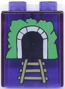 Duplo, Brick 1 x 2 x 2 with Train Tunnel Narrow and Round Pattern