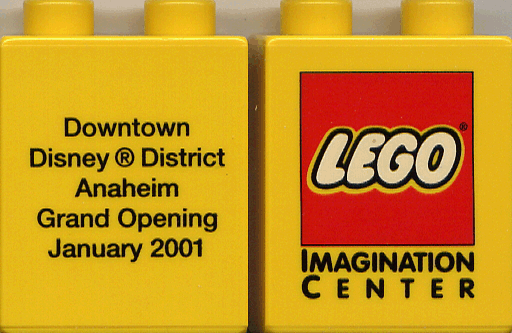Duplo, Brick 1 x 2 x 2 with Imagination Center Downtown Disney District Anaheim Grand Opening January 2001 Pattern