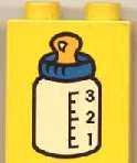 Duplo, Brick 1 x 2 x 2 with Baby Bottle Blue Top Pattern