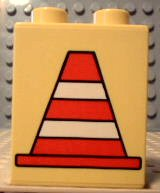 Duplo, Brick 1 x 2 x 2 with Construction Cone 1 Pattern