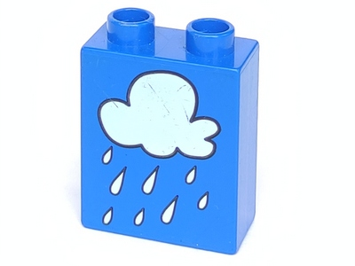 Duplo, Brick 1 x 2 x 2 with Rain Cloud Pattern