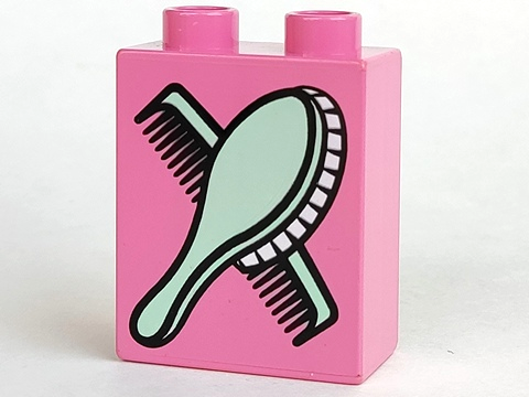 Duplo, Brick 1 x 2 x 2 with Comb and Brush Pattern