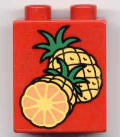 Duplo, Brick 1 x 2 x 2 with Pineapples Pattern