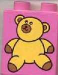 Duplo, Brick 1 x 2 x 2 with Teddy Bear Pattern